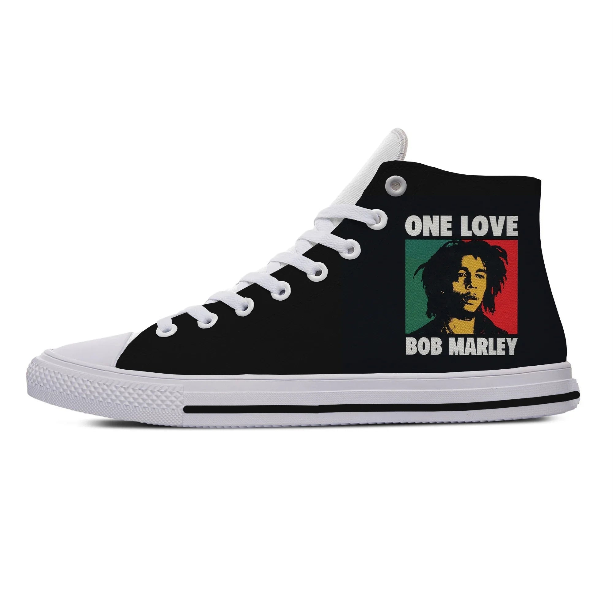 Hot Summer Legend Bob Marley Reggae Music Novelty Design Lightweight High Top Canvas Shoes Men Women Casual Breathable Sneakers