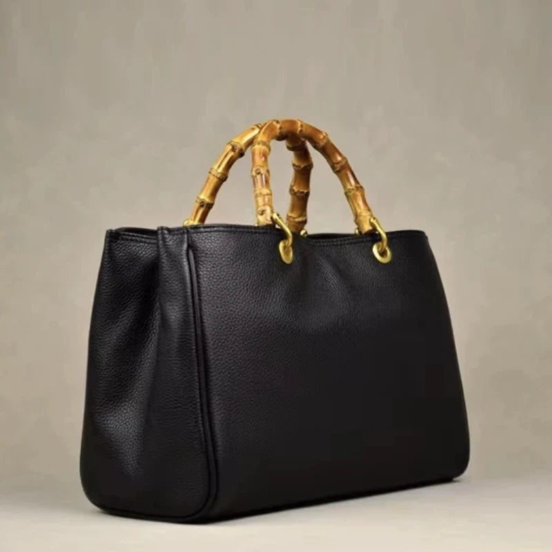 England Style Tote Bag with Bamboo Handle