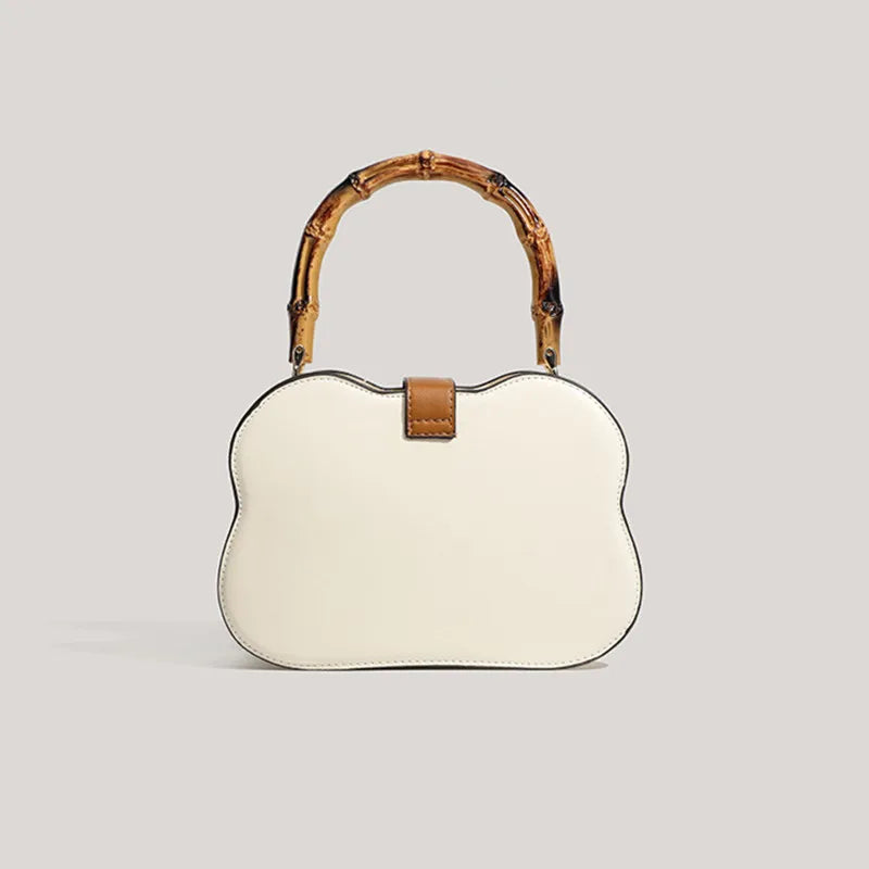 Panda Embroidery Handbag with Bamboo Handle