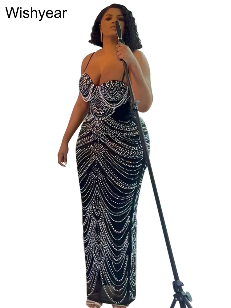 Crystal Rhinestone Embellished Evening Gown