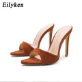 Eilyken Fashion Women Slippers Pointed Toe High Heels Sandals Stripper Party Slides Size 35-42