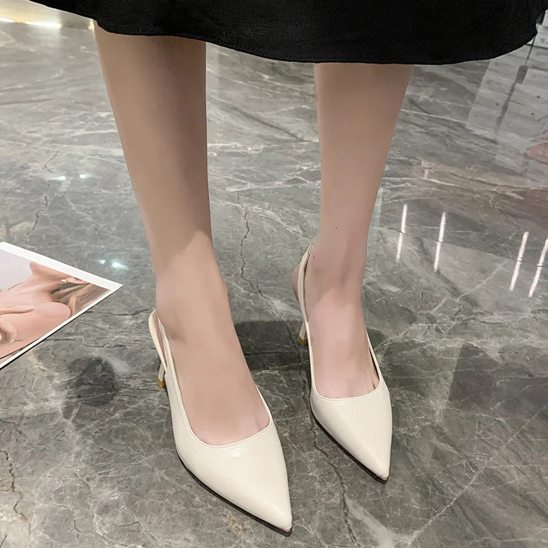 2024 Summer Casual Pointed Toe Stiletto Sandals Elegant Banquet High Heels