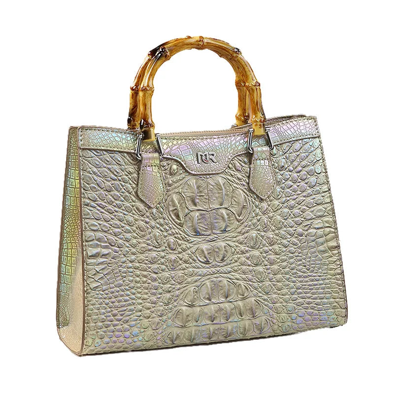 Luxury Crocodile Leather Bucket Bag for Women