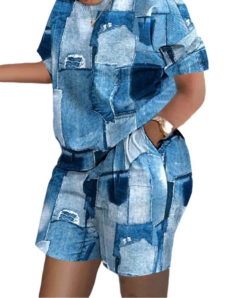 Letter Print T-Shirt & Shorts Set