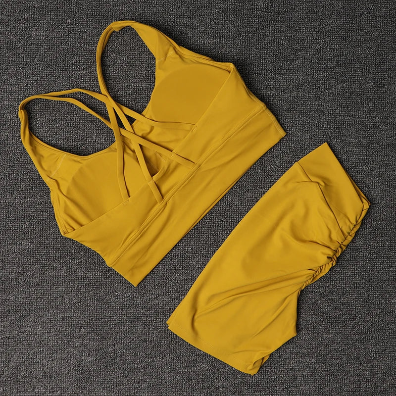 V-Back Sports Bra & High Waist Shorts Set