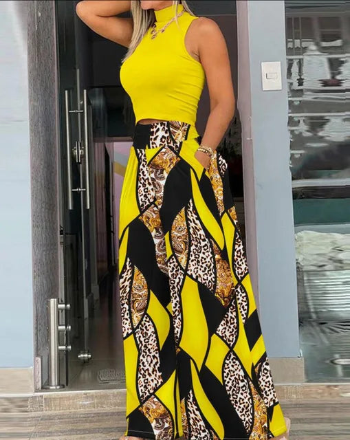 Sleeveless Tank & Wide Leg Pants Set