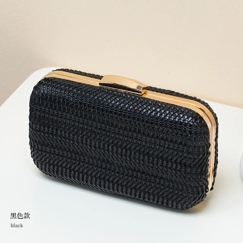 Casual Woven Straw Clutch Shoulder Bag for Women