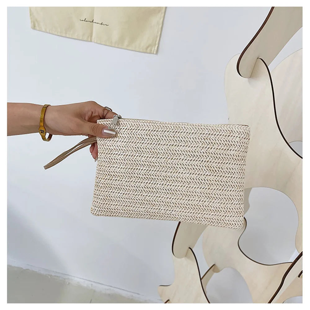 Straw Envelope Clutch Beach Bag for Women