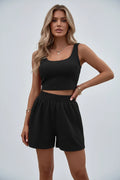 Ribbed Crop Tank & Drawstring Shorts Set