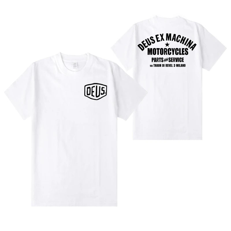 2024 Unisex Harajuku DEUS EX MACHINA T-Shirt Hip Hop Oversized Streetwear Vintage Printed Short Sleeve Summer Cotton Male Tops