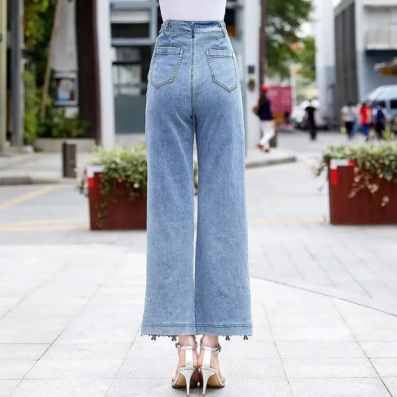 Lace Patchwork Hollow Out Loose Jeans