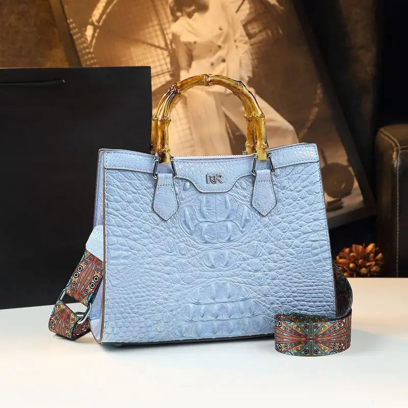 Luxury Crocodile Leather Bucket Bag for Women