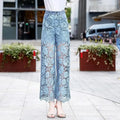 Lace Patchwork Hollow Out Loose Jeans