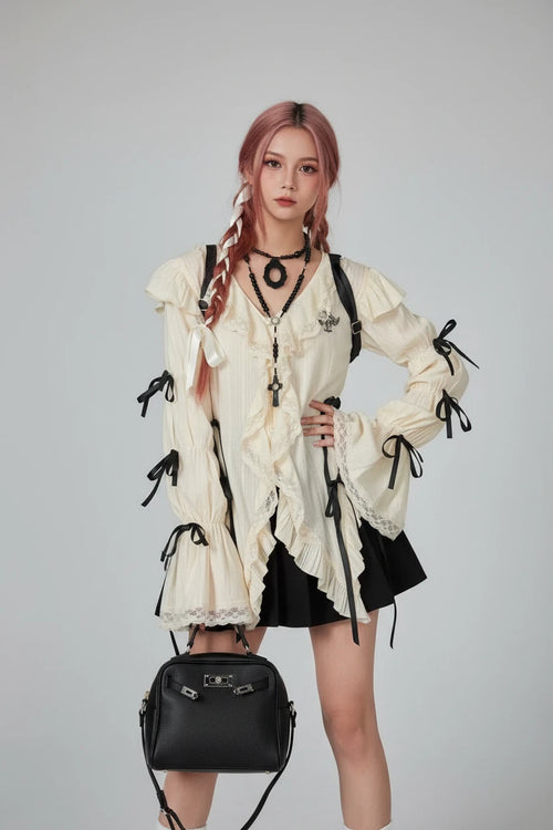 Aesthetics Lace Shirt Grunge Vintage Blouse