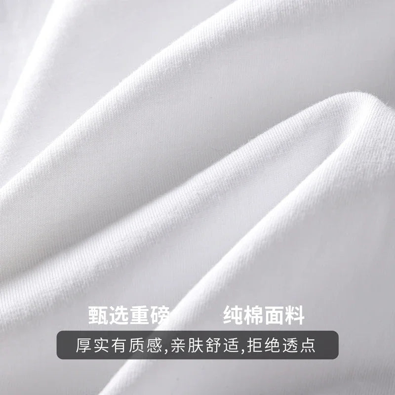 2pcs Solid Color Cotton Vest Men's White O-Neck Loose Sleeveless T-shirt Basic Models All-match Sports Running Tank Tops