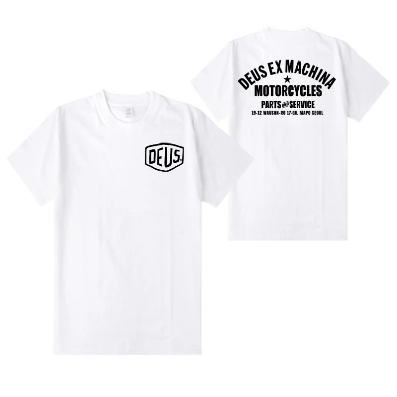 2024 Unisex Harajuku DEUS EX MACHINA T-Shirt Hip Hop Oversized Streetwear Vintage Printed Short Sleeve Summer Cotton Male Tops