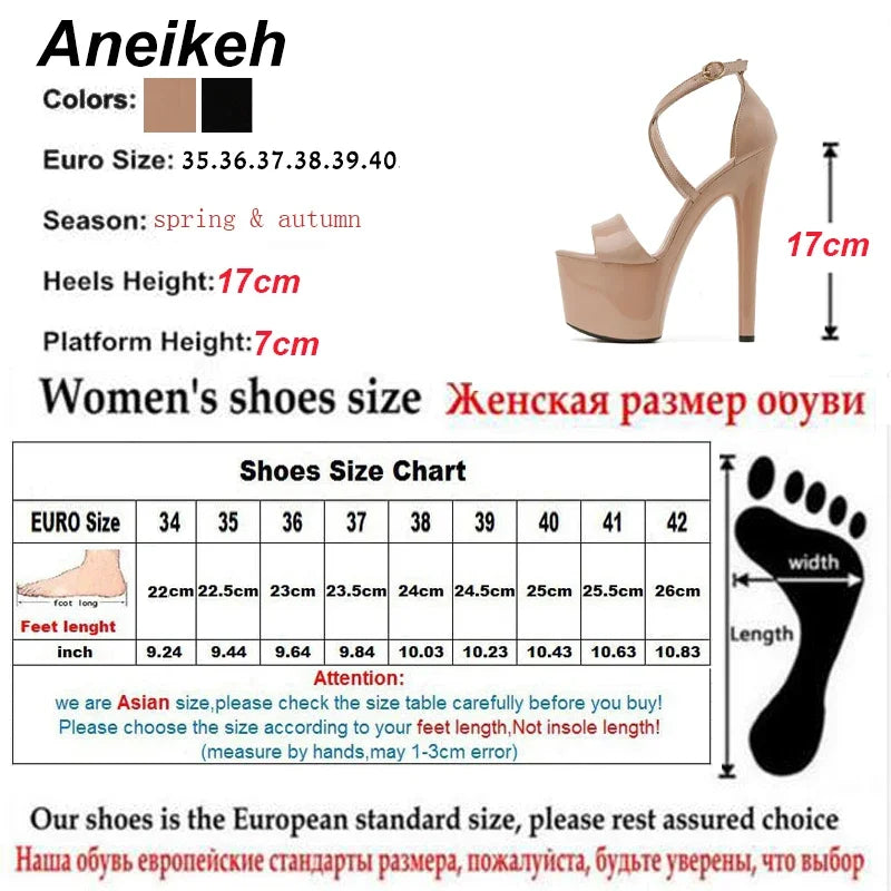 Aneikeh Platform Cross-Tied Peep Toe Thin Heel Sandals for Women
