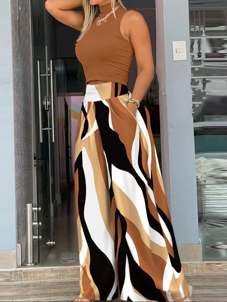 Sleeveless Tank & Wide Leg Pants Set