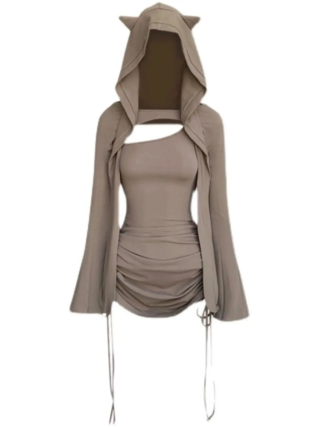 2024 women's clothing suit hot girl sexy hooded suspender skirt y2k autumn new pleated drawstring slim waist bag hip skirt
