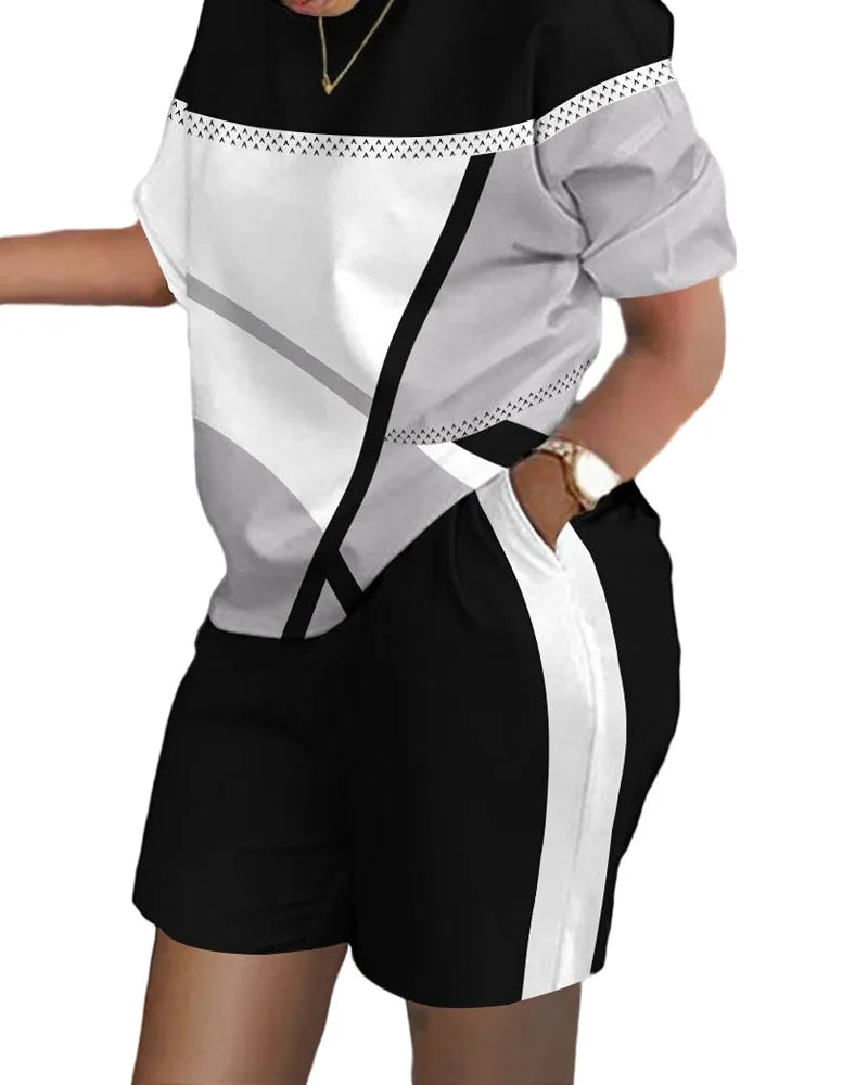 Letter Print T-Shirt & Shorts Set