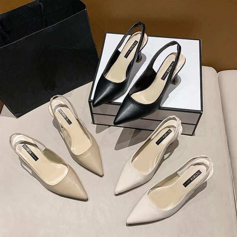 2024 Summer Casual Pointed Toe Stiletto Sandals Elegant Banquet High Heels