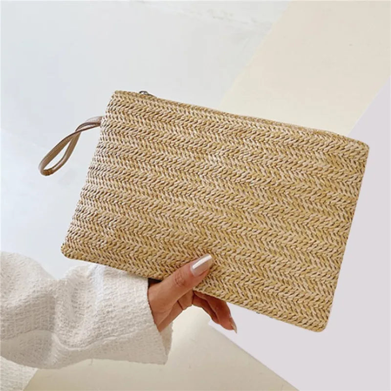 Round Bucket Straw Rattan Handbag for Women