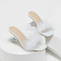 Feather Decorative PVC Transparent Kitten Heel Sandals