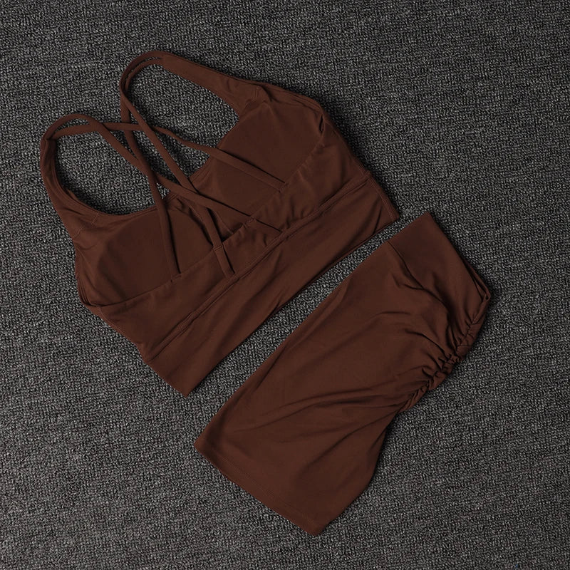 V-Back Sports Bra & High Waist Shorts Set