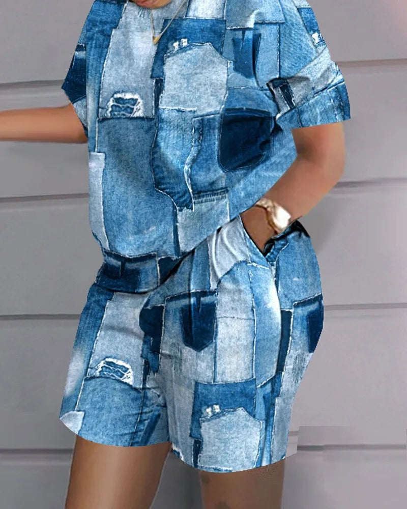 Letter Print T-Shirt & Shorts Set