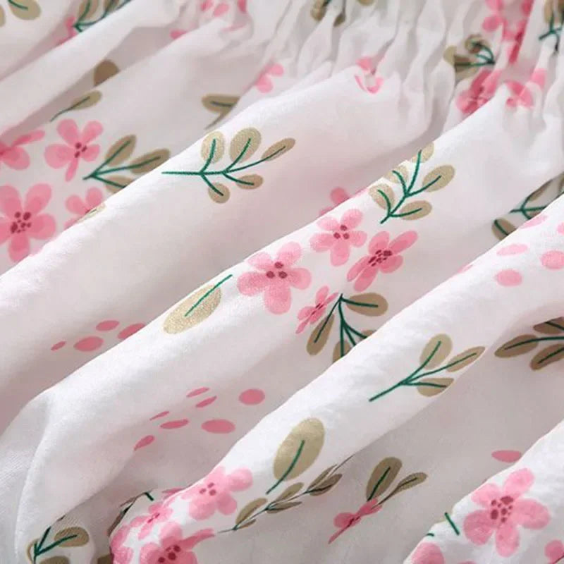 Floral Slash Neck Ruffle Crop Blouse