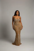 Crystal Rhinestone Embellished Evening Gown