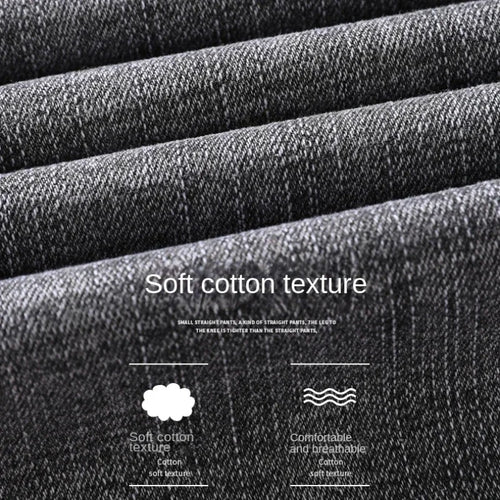 2024 Cotton Stretch Jeans Business Casual Men's Thin Denim Jeans Grey Spring Summer Brand New Fit Straight Lightweight