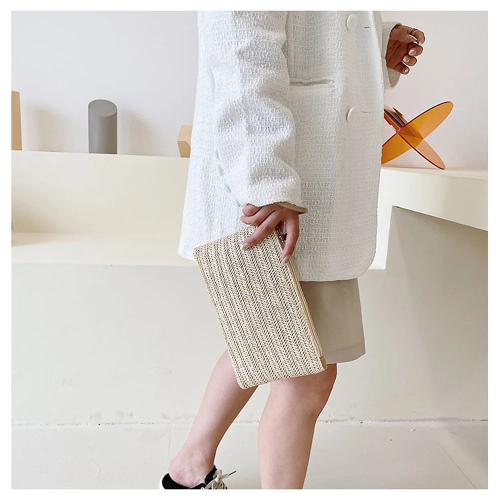 Straw Envelope Clutch Beach Bag for Women
