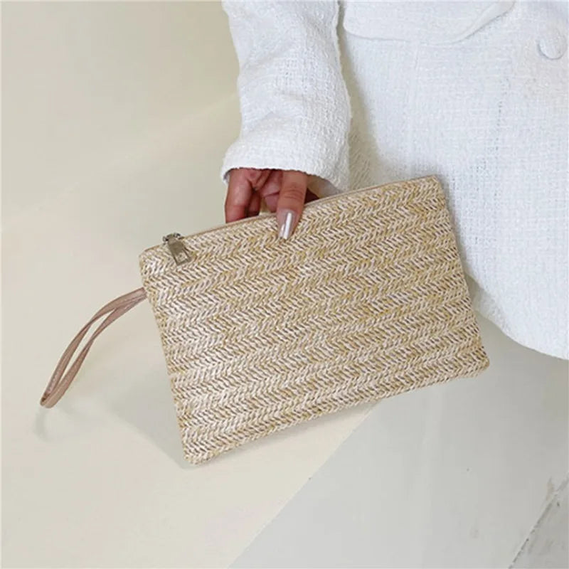 Round Bucket Straw Rattan Handbag for Women