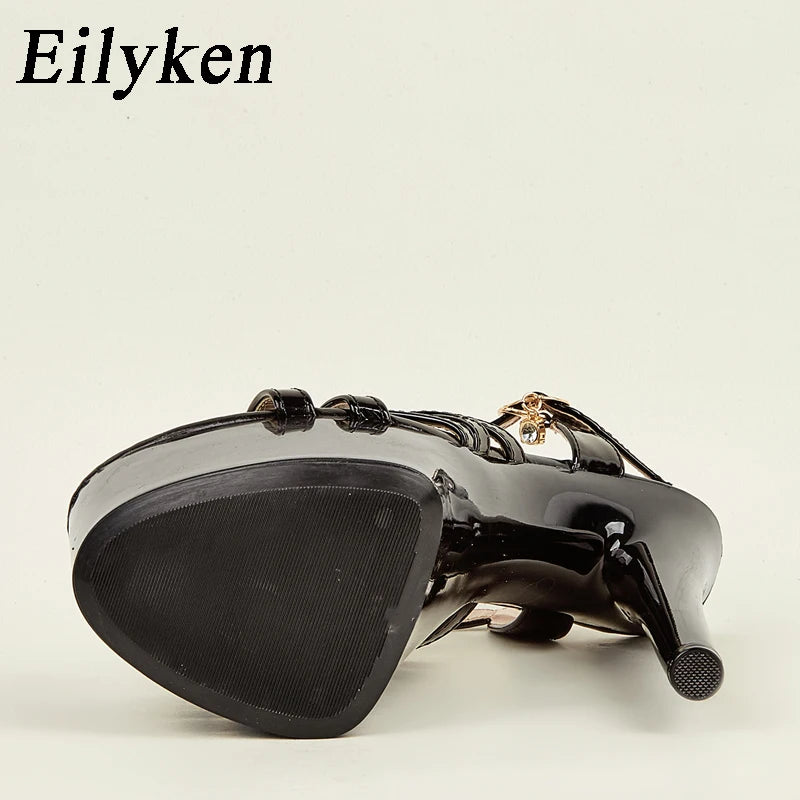 Eilyken Classics Super Ultra-High Heels 16CM Womens Sandals Sexy Buckle Strap Platform Banquet Pumps