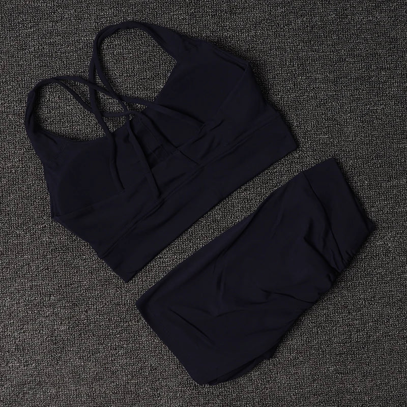 V-Back Sports Bra & High Waist Shorts Set