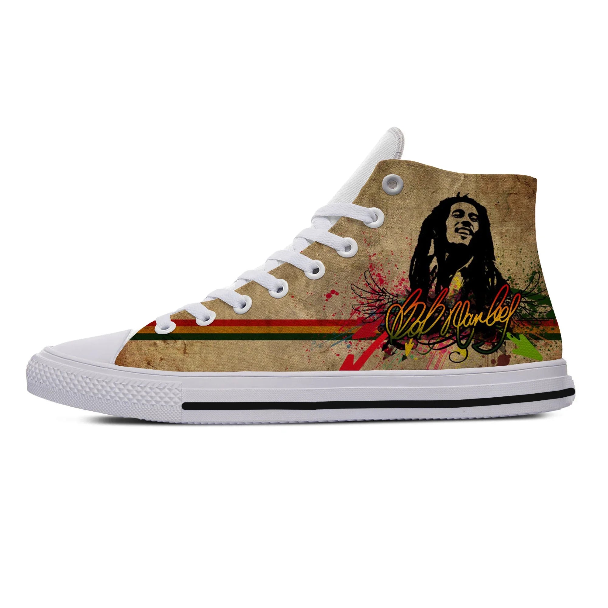 Hot Summer Legend Bob Marley Reggae Music Novelty Design Lightweight High Top Canvas Shoes Men Women Casual Breathable Sneakers