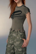 Grunge Distressed Ribbed Crop Top