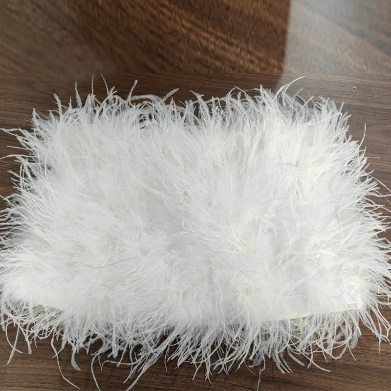 True ostrich feather Multicolor Mini Skirt Elastic Waist  Sexy Clothing Club Party Dance Rave Short Skirt Note select 3 colors
