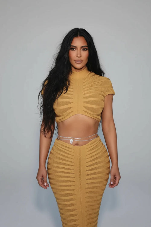 Crochet Knit Crop Top & Maxi Skirt Set