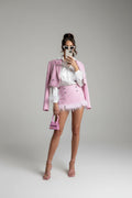 Tweed Set 2 Piece Chic Blazer Women Suit Shorts Set