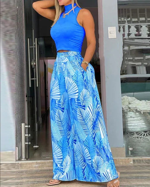 Sleeveless Tank & Wide Leg Pants Set