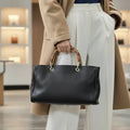 England Style Tote Bag with Bamboo Handle