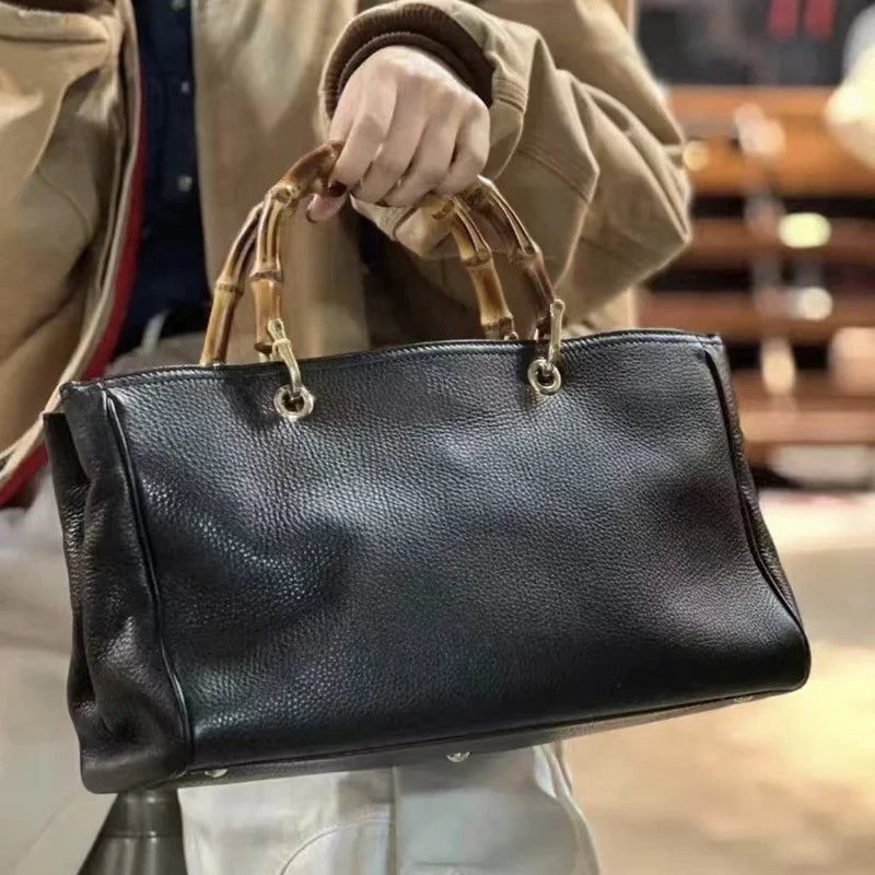 England Style Tote Bag with Bamboo Handle