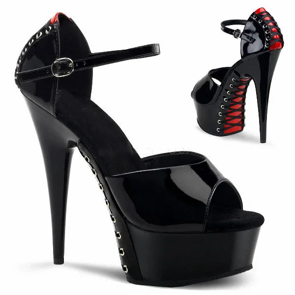 Women's Gothic Stripper Platform Sandals 15cm Peep Toe Exotic Heels