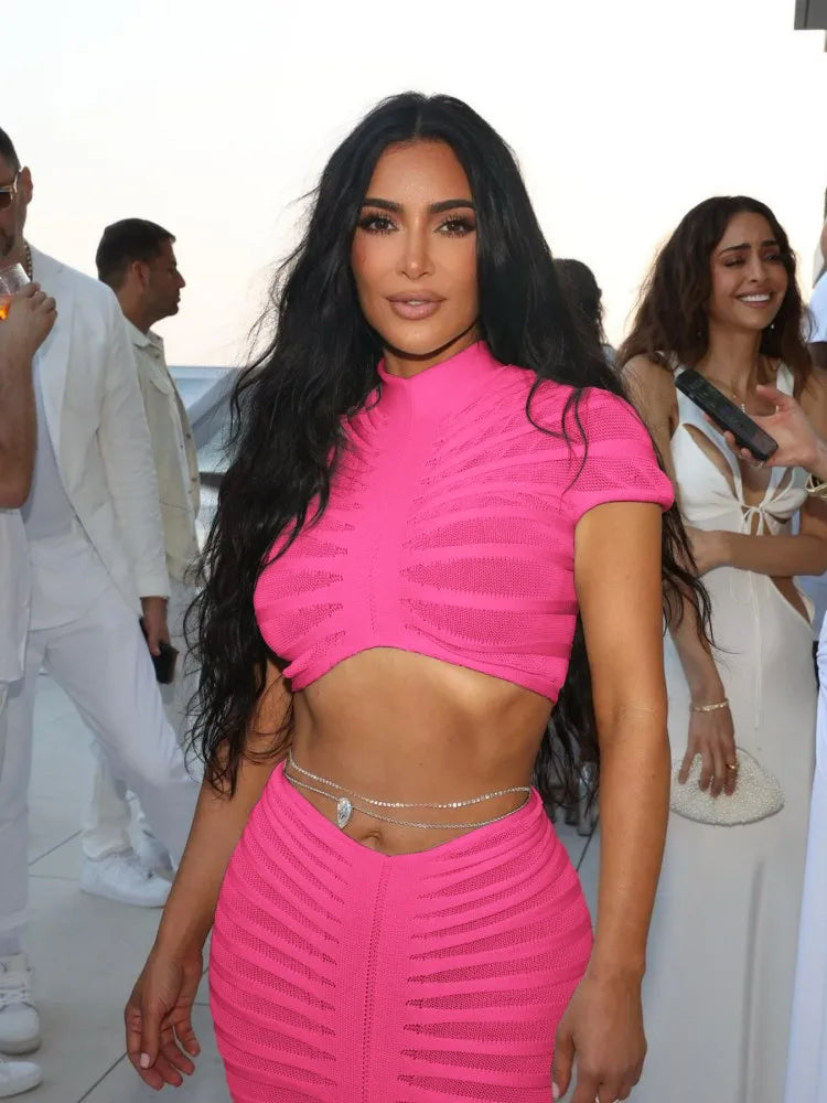 Crochet Knit Crop Top & Maxi Skirt Set
