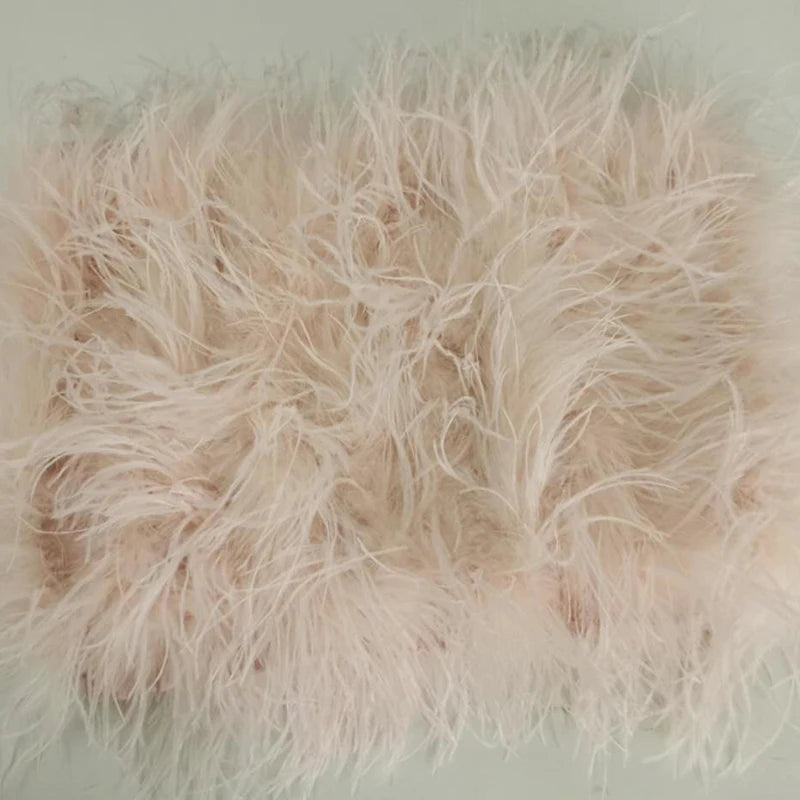 True ostrich feather Multicolor Mini Skirt Elastic Waist  Sexy Clothing Club Party Dance Rave Short Skirt Note select 3 colors