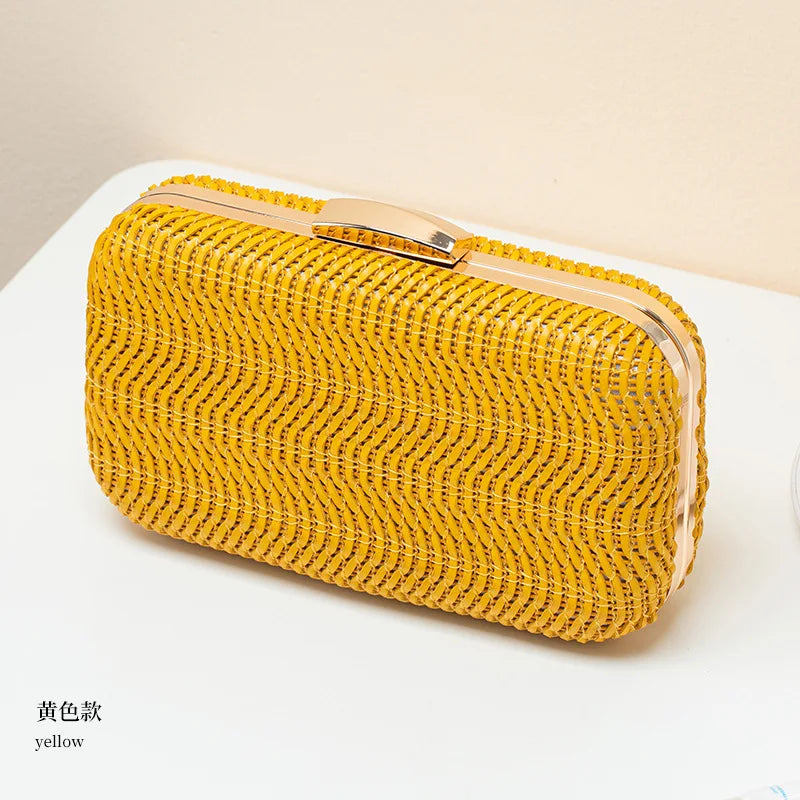 Casual Woven Straw Clutch Shoulder Bag for Women