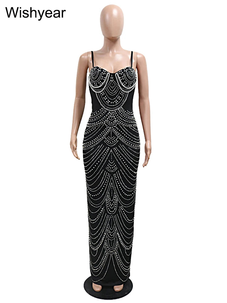 Crystal Rhinestone Embellished Evening Gown
