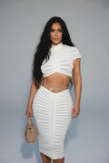 Crochet Knit Crop Top & Maxi Skirt Set